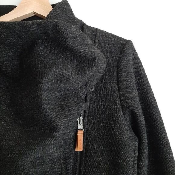 BENCH Moto Biker Full Zip Jacket Woven Fabric Fleece Lined Grey Sz M Flawed - Picture 8 of 16